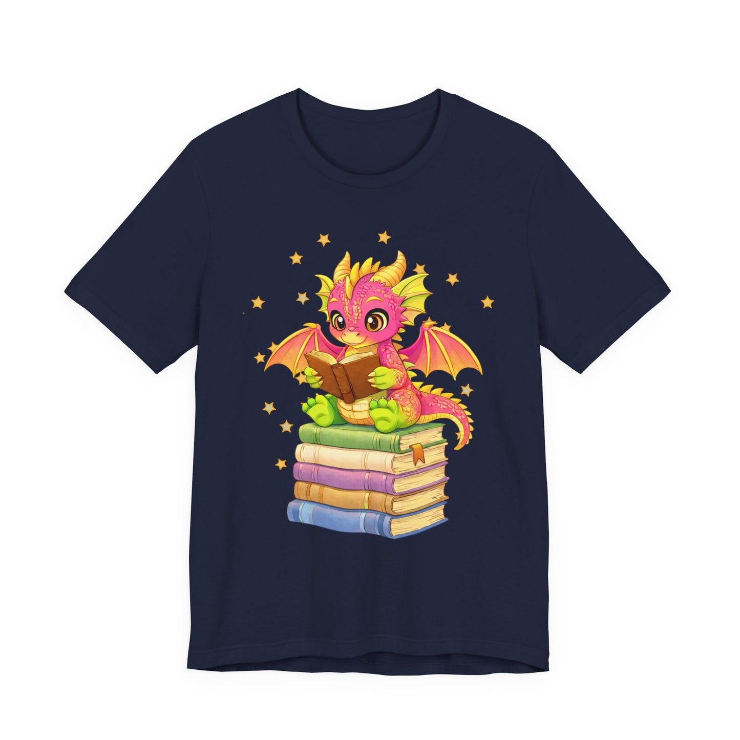 Dragon Rider Book Dragon Sitting on Books Graphic Tee