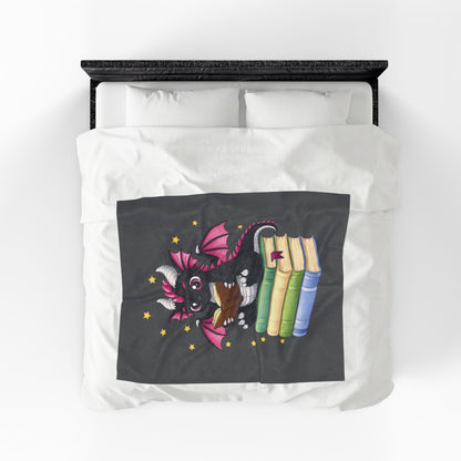 Plush Blanket of Book Dragon Gothic Magenta
