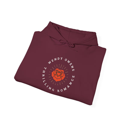 Wendy Owens Books Rose Emblem Hoodie — "Thrilling Romance" Graphic Pullover