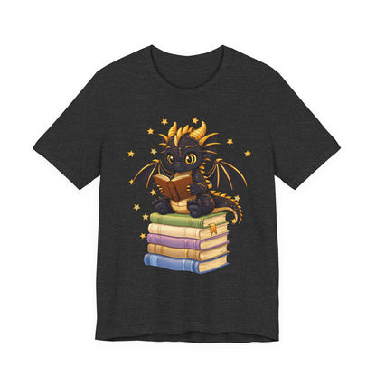 Dragon Rider Book Dragon Sitting on Books Graphic Tee