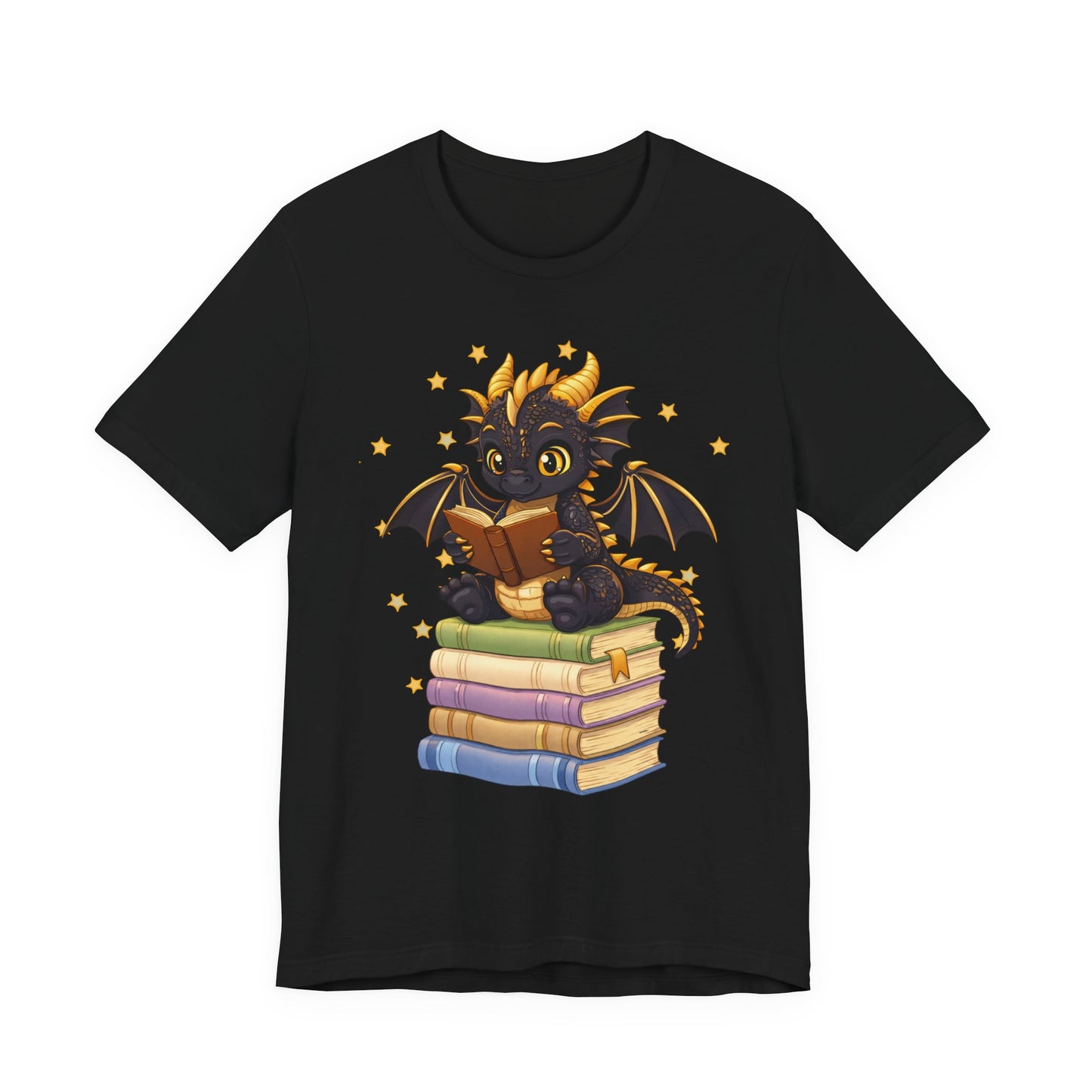 Dragon Rider Book Dragon Sitting on Books Graphic Tee