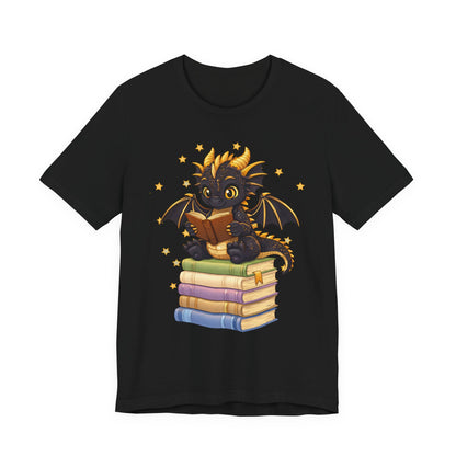 Dragon Rider Book Dragon Sitting on Books Graphic Tee
