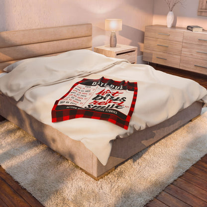 Velveteen Plush Blanket — "Hot Boys Read Smut" Library Card Throw, Cozy Plaid Reading Blanket