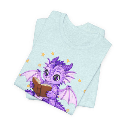 Fate Book Dragon Sitting on Books Graphic Tee