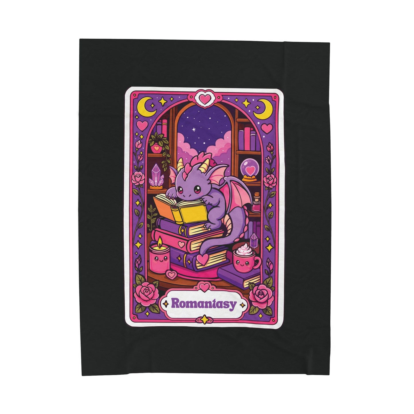 The Romantasy Book Dragon Bookish Tarot card Plush Blanket