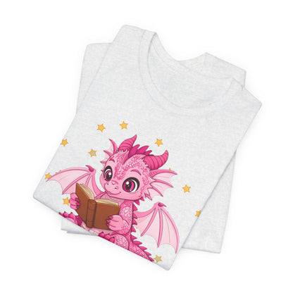 Love Book Dragon Sitting on Books Graphic Tee