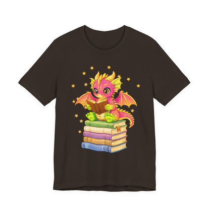 Dragon Rider Book Dragon Sitting on Books Graphic Tee