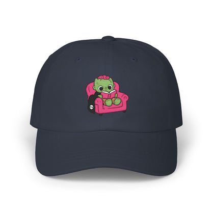 Cute Reading Zombie on Pink Armchair Embroidered Hat