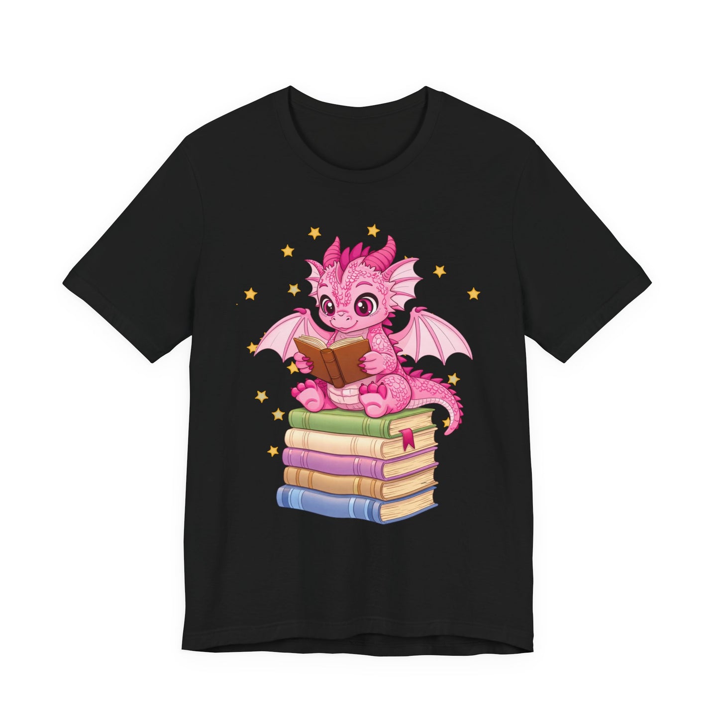 Love Book Dragon Sitting on Books Graphic Tee
