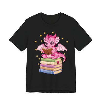 Love Book Dragon Sitting on Books Graphic Tee
