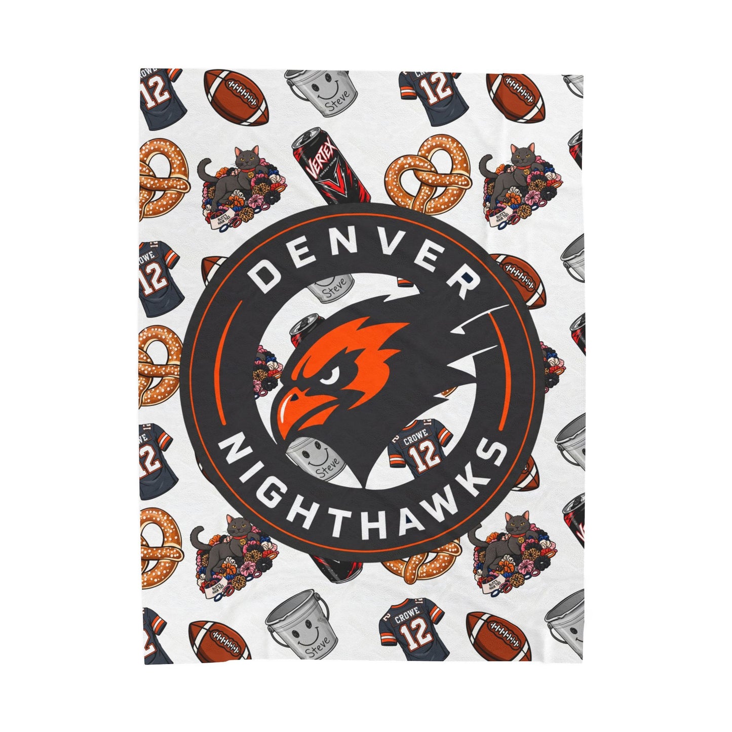 Denver Nighthawks Velveteen Plush Blanket — Cozy Team Logo Throw with Game-Day Icons