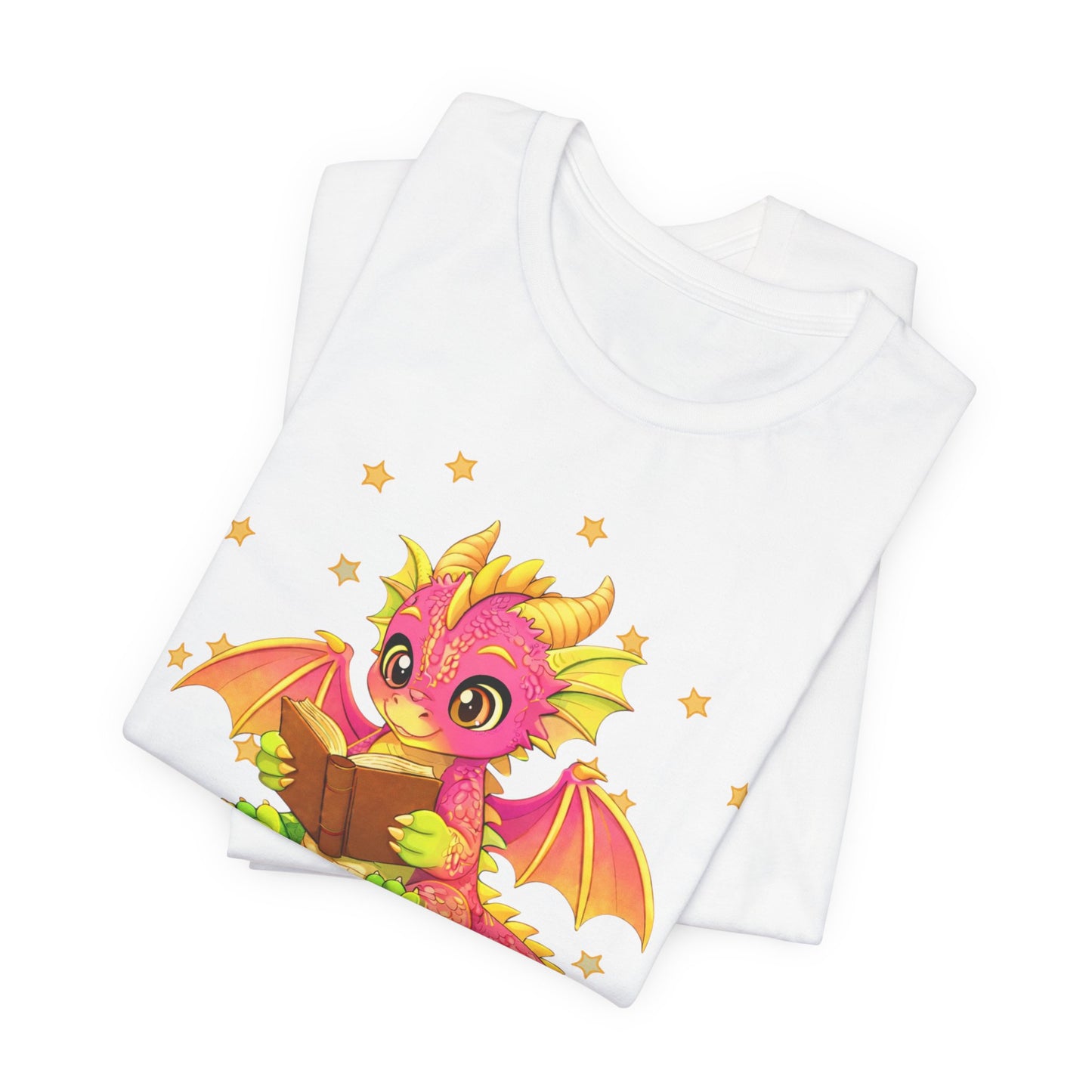 Dragon Rider Book Dragon Sitting on Books Graphic Tee