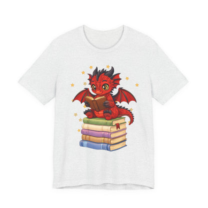 Crimson Ties Book Dragon Sitting on Books Graphic Tee