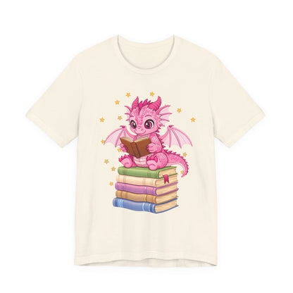 Love Book Dragon Sitting on Books Graphic Tee