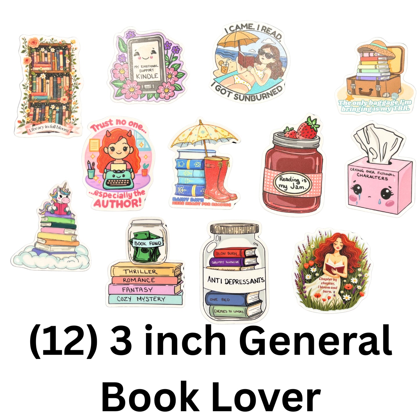 Bookish Vinyl Stickers – 3 Inch Waterproof Decals for Readers, Romantasy Fans, and Book Lovers | Bundle & Individual Options