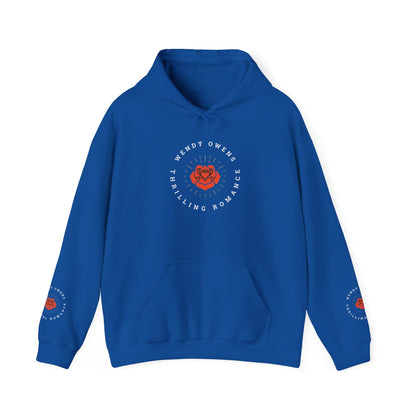Wendy Owens Books Rose Emblem Hoodie — "Thrilling Romance" Graphic Pullover