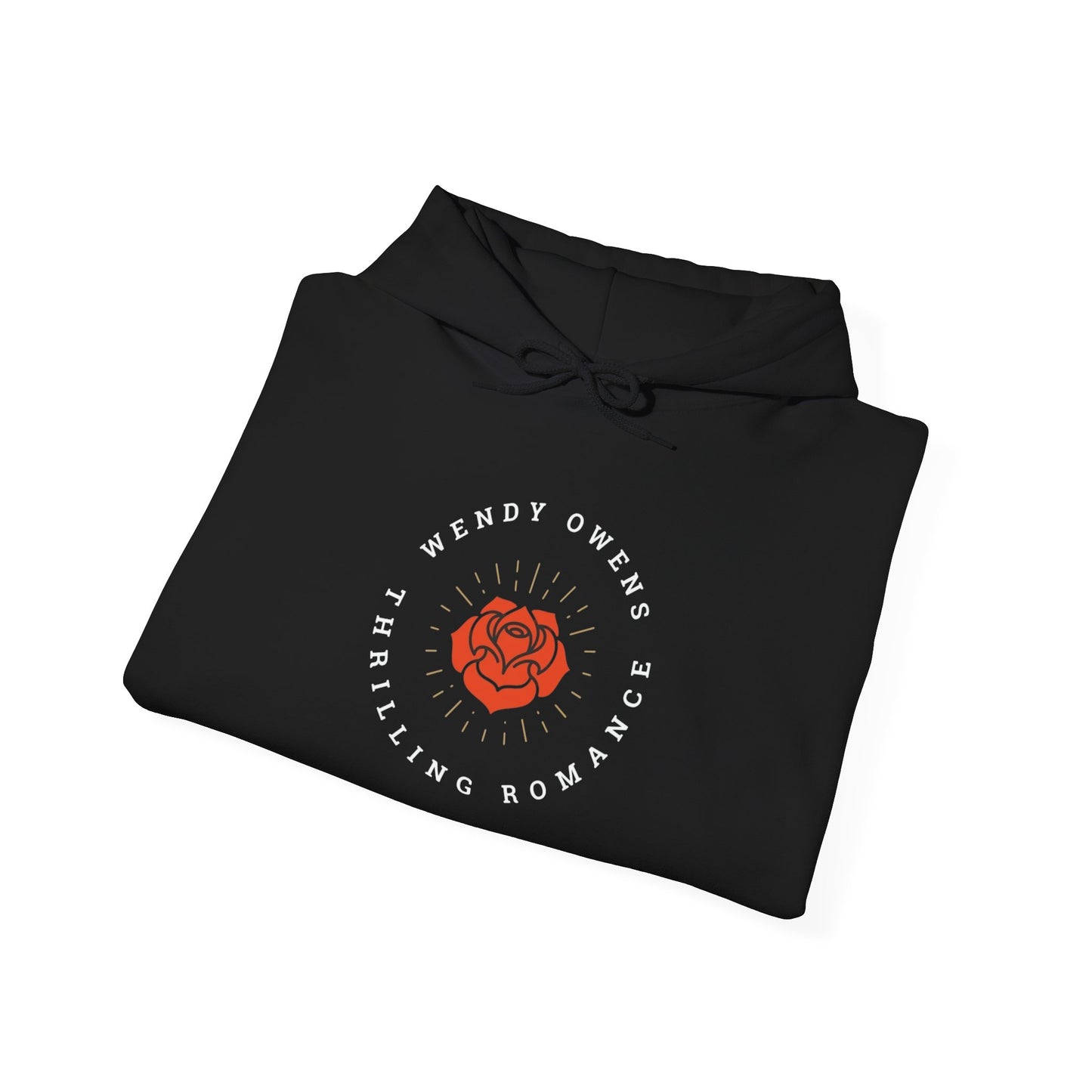 Wendy Owens Books Rose Emblem Hoodie — "Thrilling Romance" Graphic Pullover
