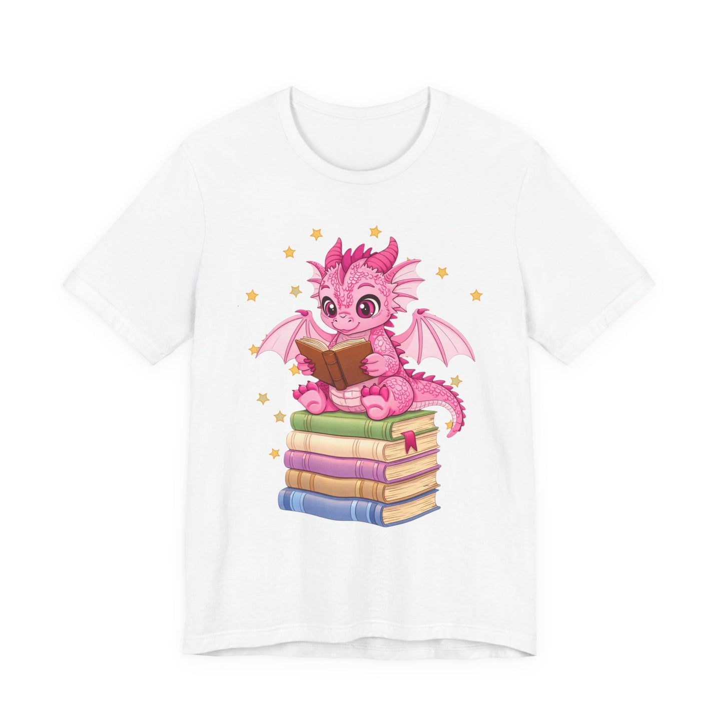 Love Book Dragon Sitting on Books Graphic Tee