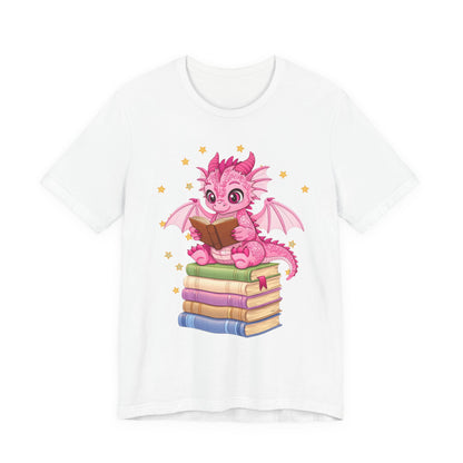 Love Book Dragon Sitting on Books Graphic Tee