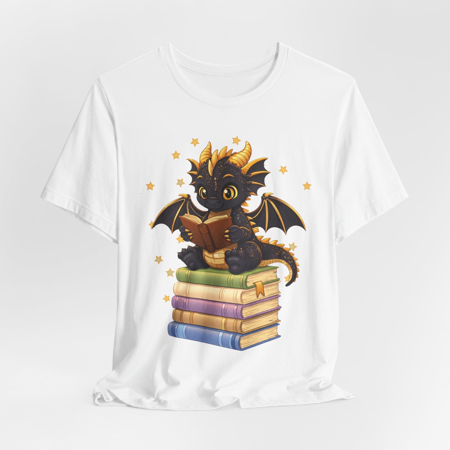 Dragon Rider Book Dragon Sitting on Books Graphic Tee