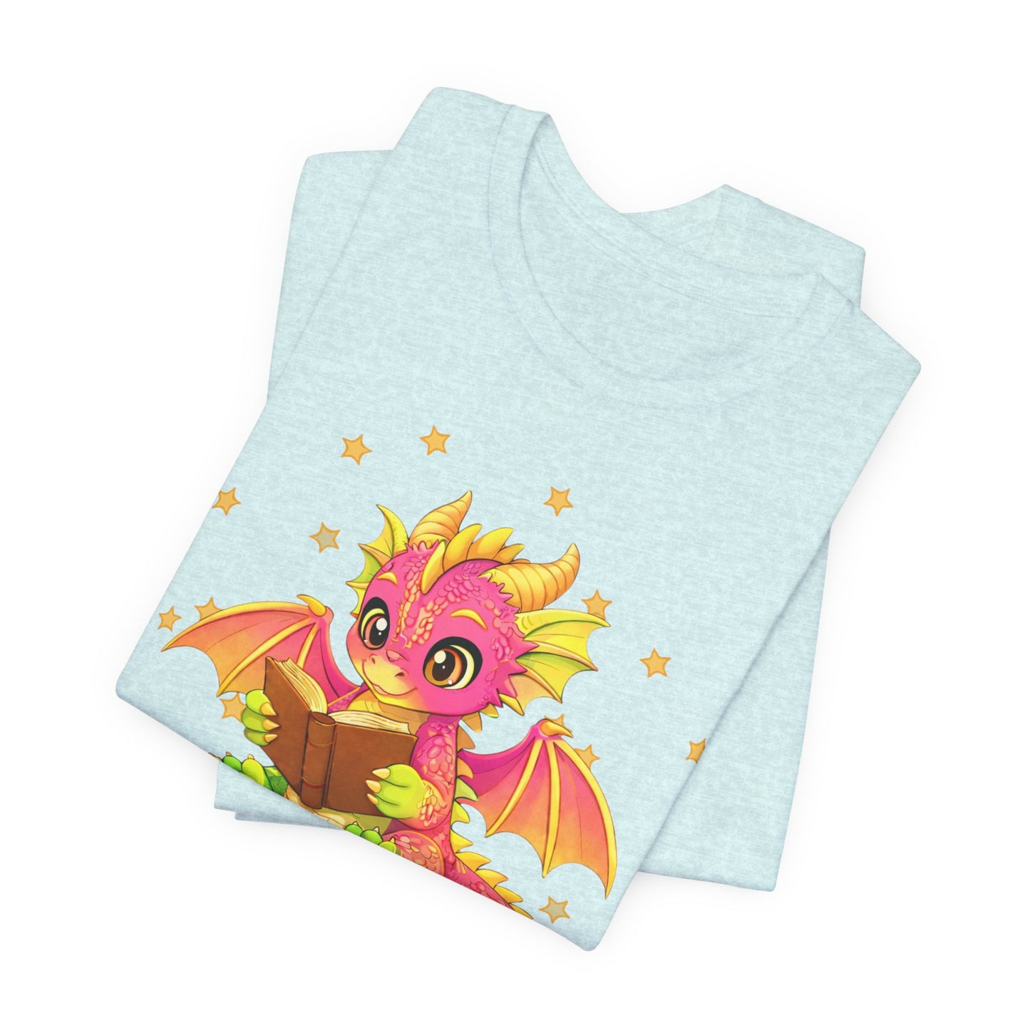 Dragon Rider Book Dragon Sitting on Books Graphic Tee