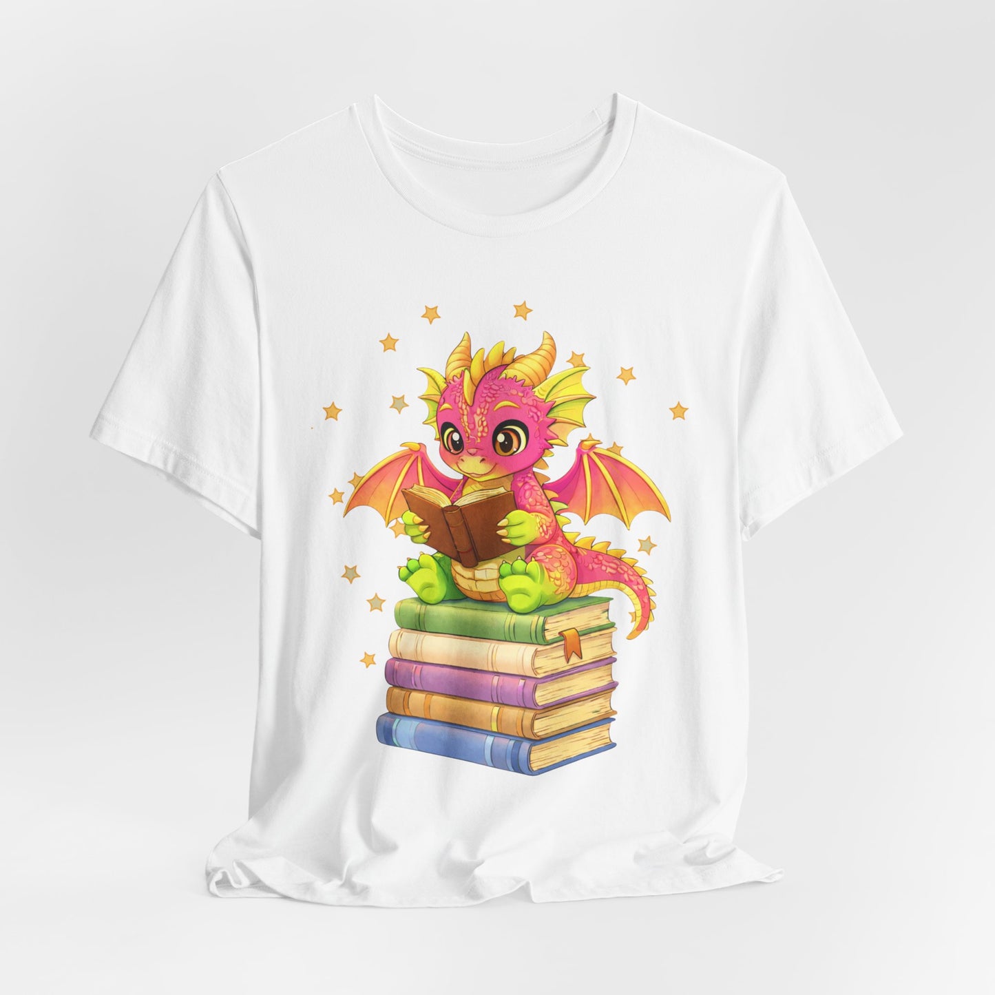 Dragon Rider Book Dragon Sitting on Books Graphic Tee