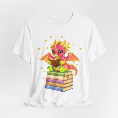 Dragon Rider Book Dragon Sitting on Books Graphic Tee