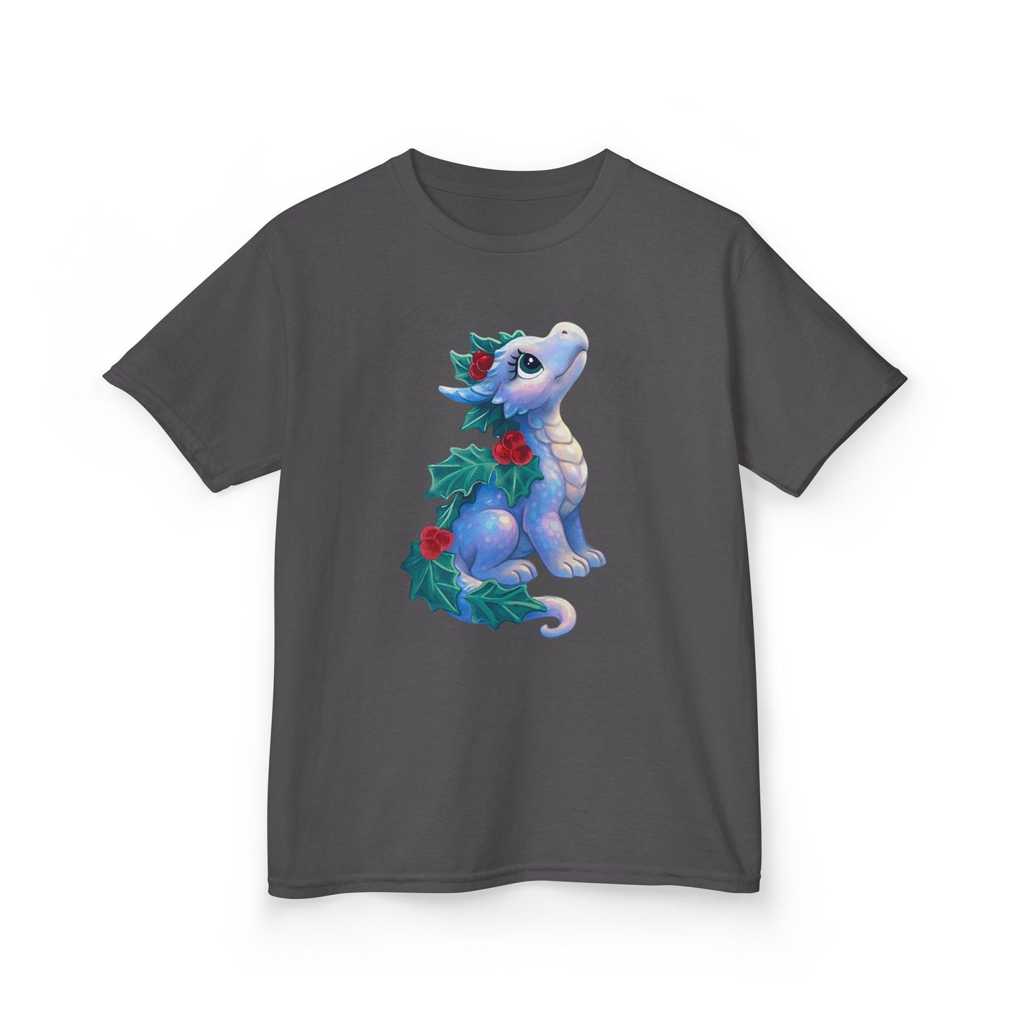 Kids Holiday Dragon Tee — Cute Festive Baby Dragon with Holly