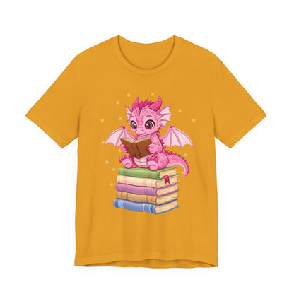 Love Book Dragon Sitting on Books Graphic Tee