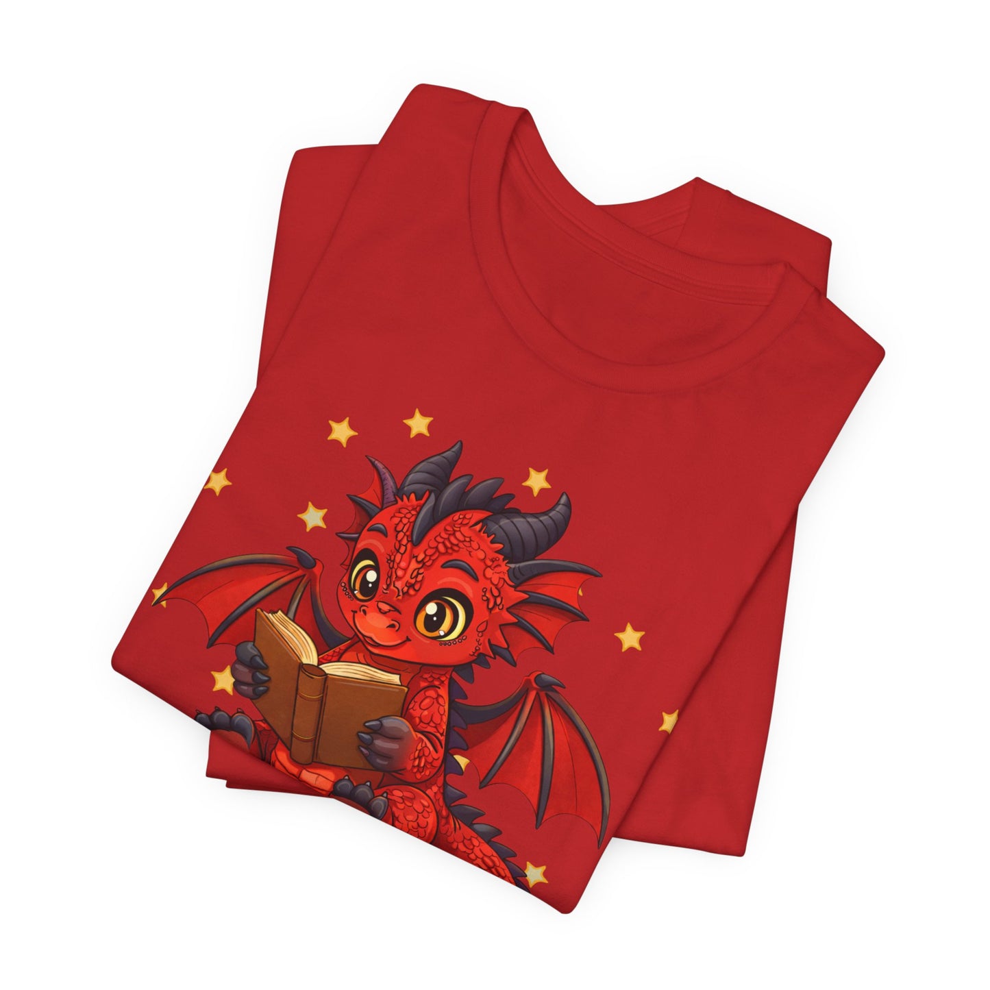 Crimson Ties Book Dragon Sitting on Books Graphic Tee