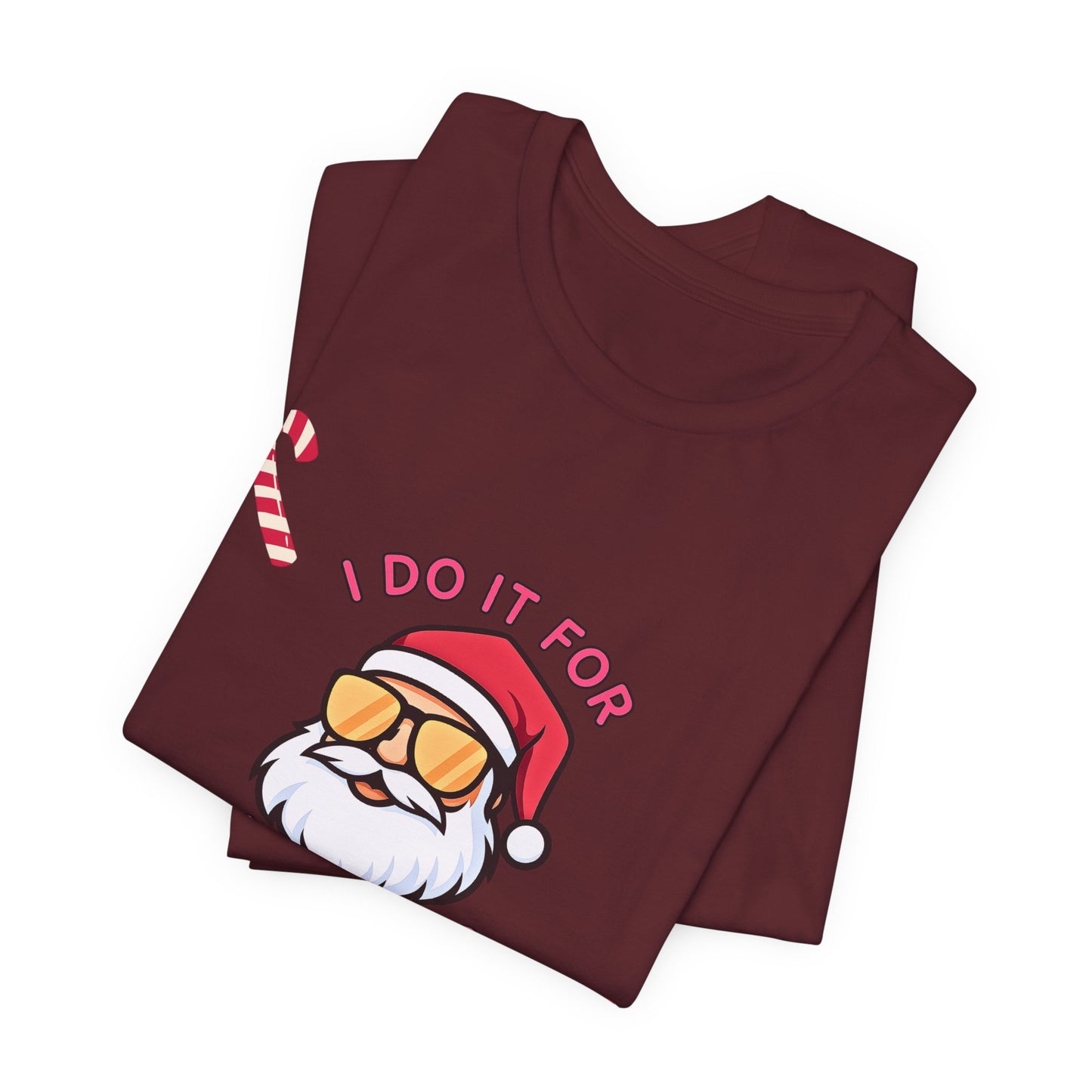 I Do It For The Ho's Santa T-Shirt — Funny Christmas Tee with Sunglasses Santa & Candy Canes