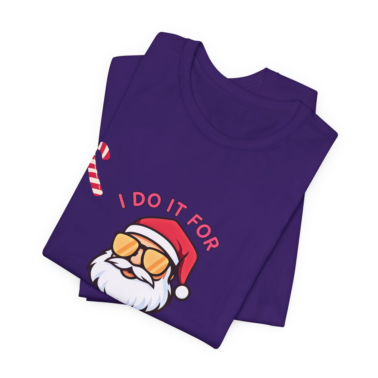 I Do It For The Ho's Santa T-Shirt — Funny Christmas Tee with Sunglasses Santa & Candy Canes