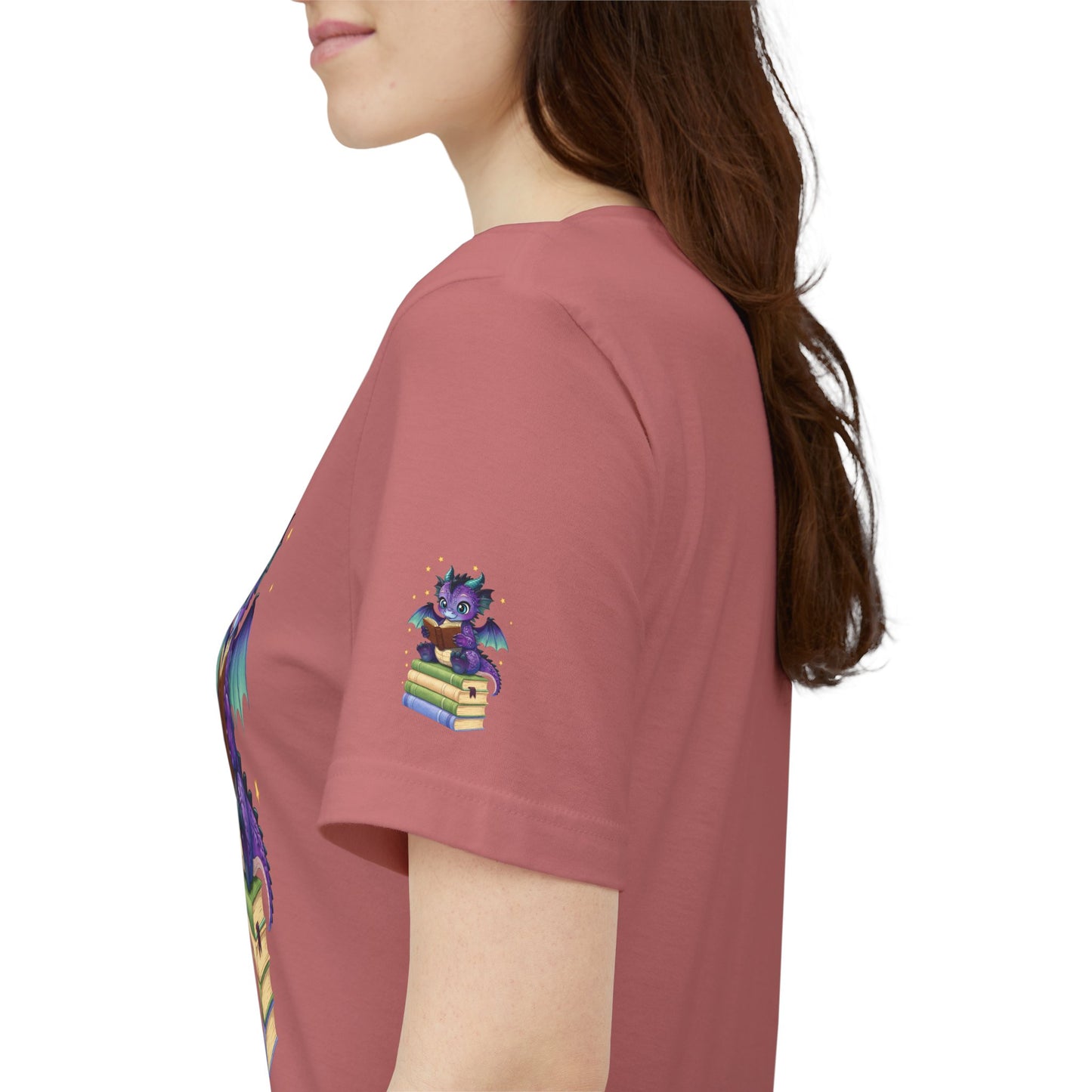 Baddie Book Dragon Sitting on Books Graphic Tee