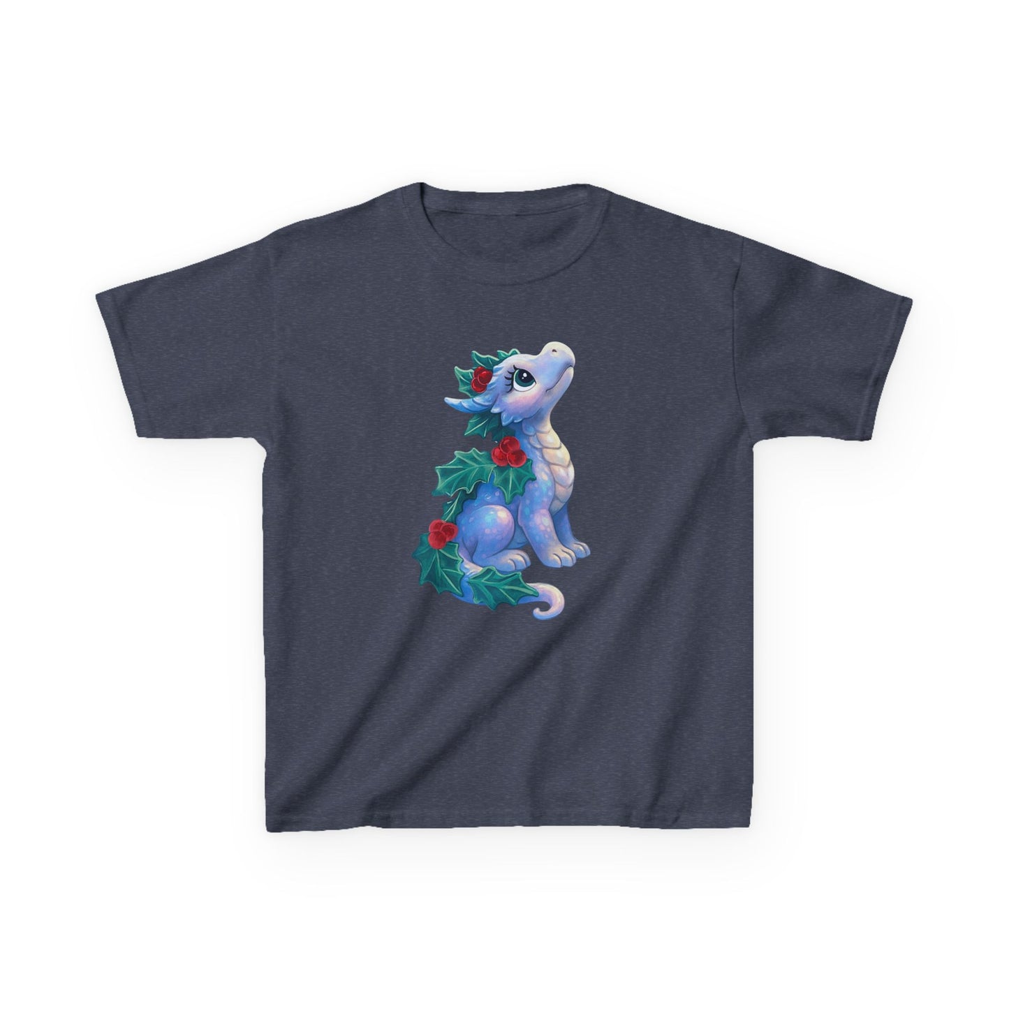 Kids Holiday Dragon Tee — Cute Festive Baby Dragon with Holly