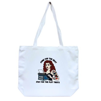 Book Lover Tote Bag – Spacious 18.5" Canvas Bag with Double-Sided Hand-Drawn Design by Author Wendy Owens