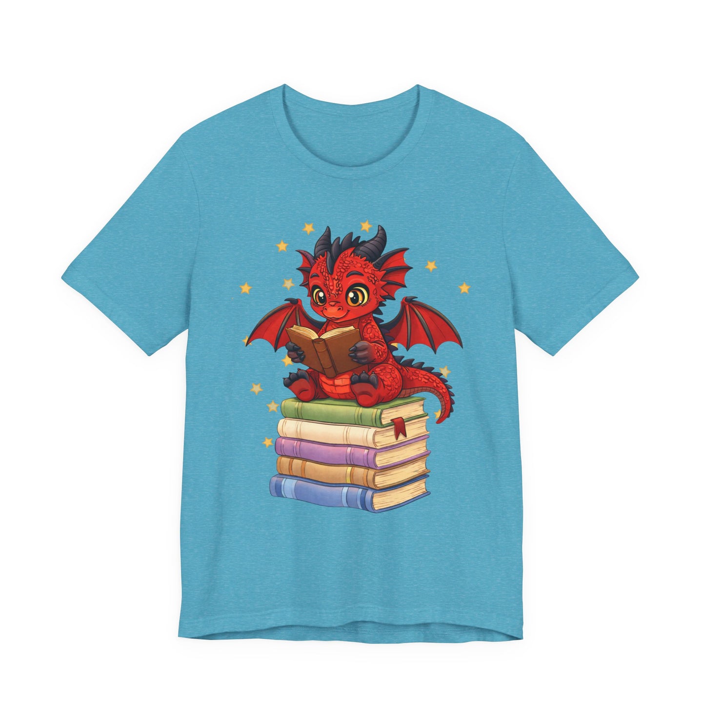 Crimson Ties Book Dragon Sitting on Books Graphic Tee
