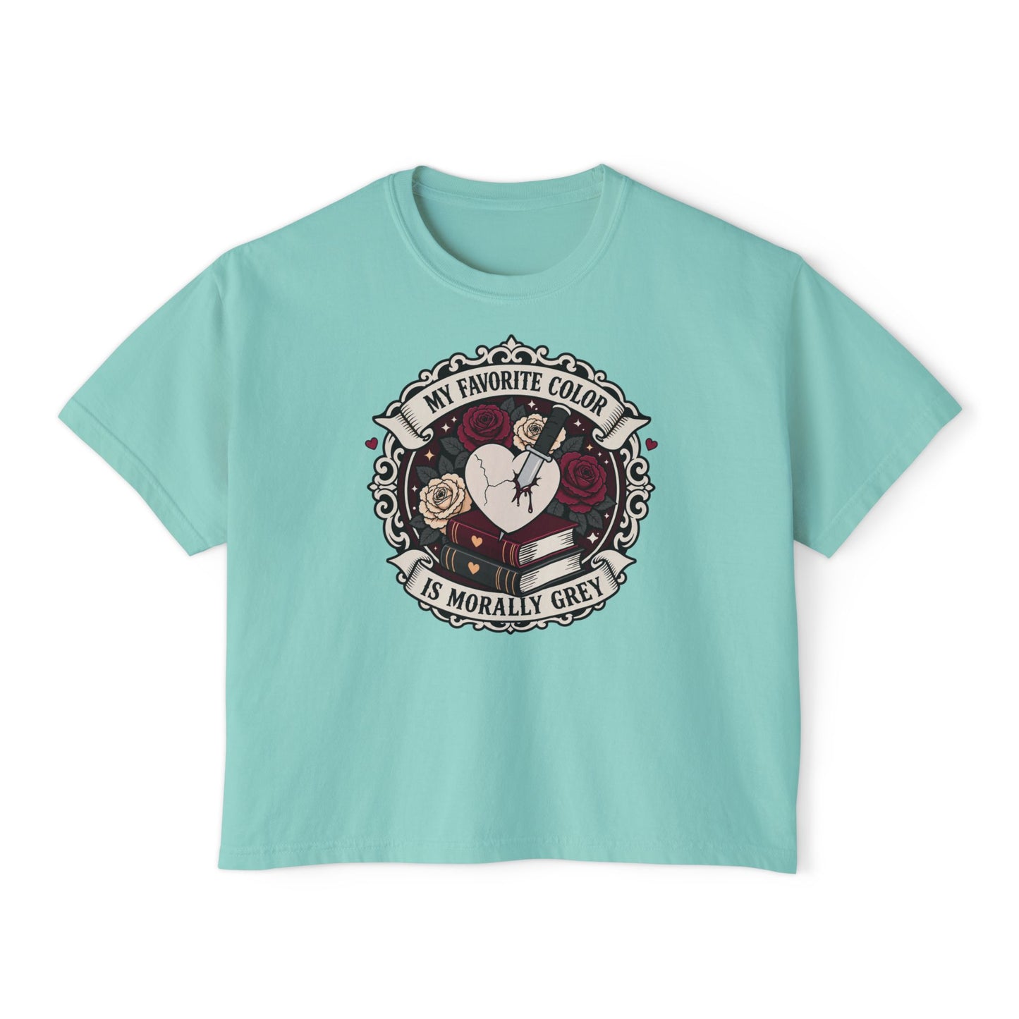 Morally Grey Reading Club Boxy Tee No Refunds on Clothing