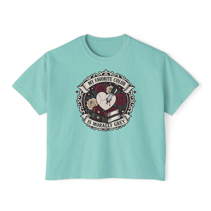 Morally Grey Reading Club Boxy Tee No Refunds on Clothing