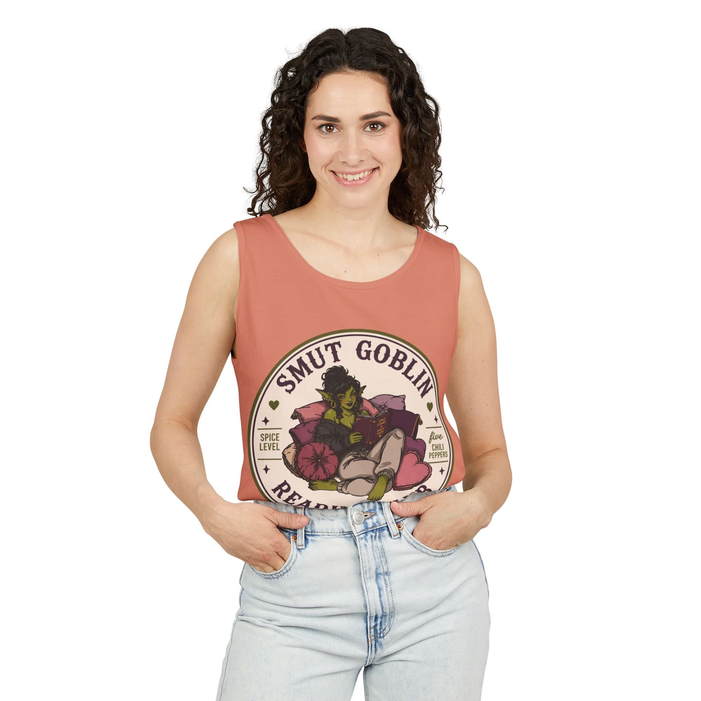 Smut Goblin Reading Club Tank Top – Cute Nerdy Graphic Booklover Tee  (no returns)