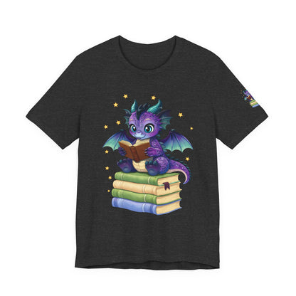 Baddie Book Dragon Sitting on Books Graphic Tee
