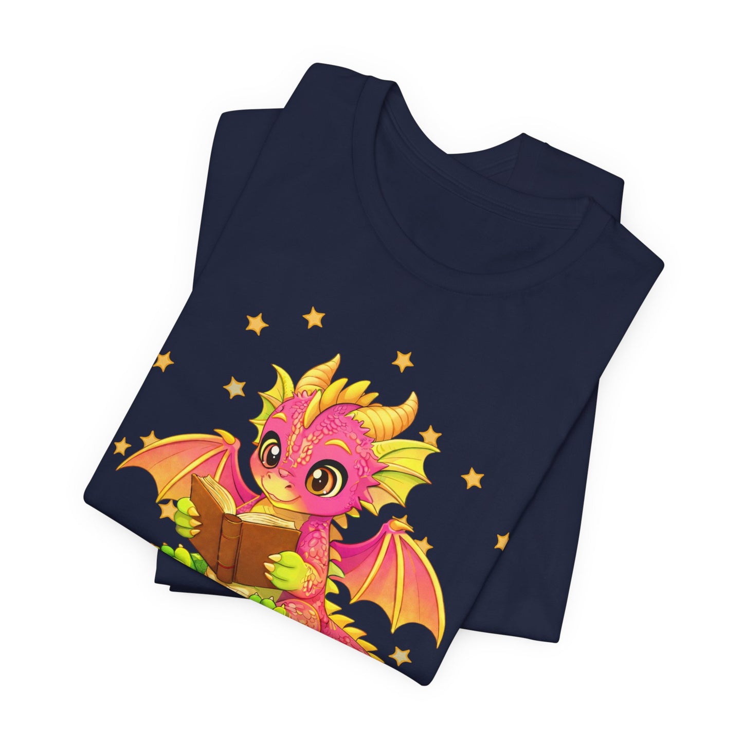 Dragon Rider Book Dragon Sitting on Books Graphic Tee