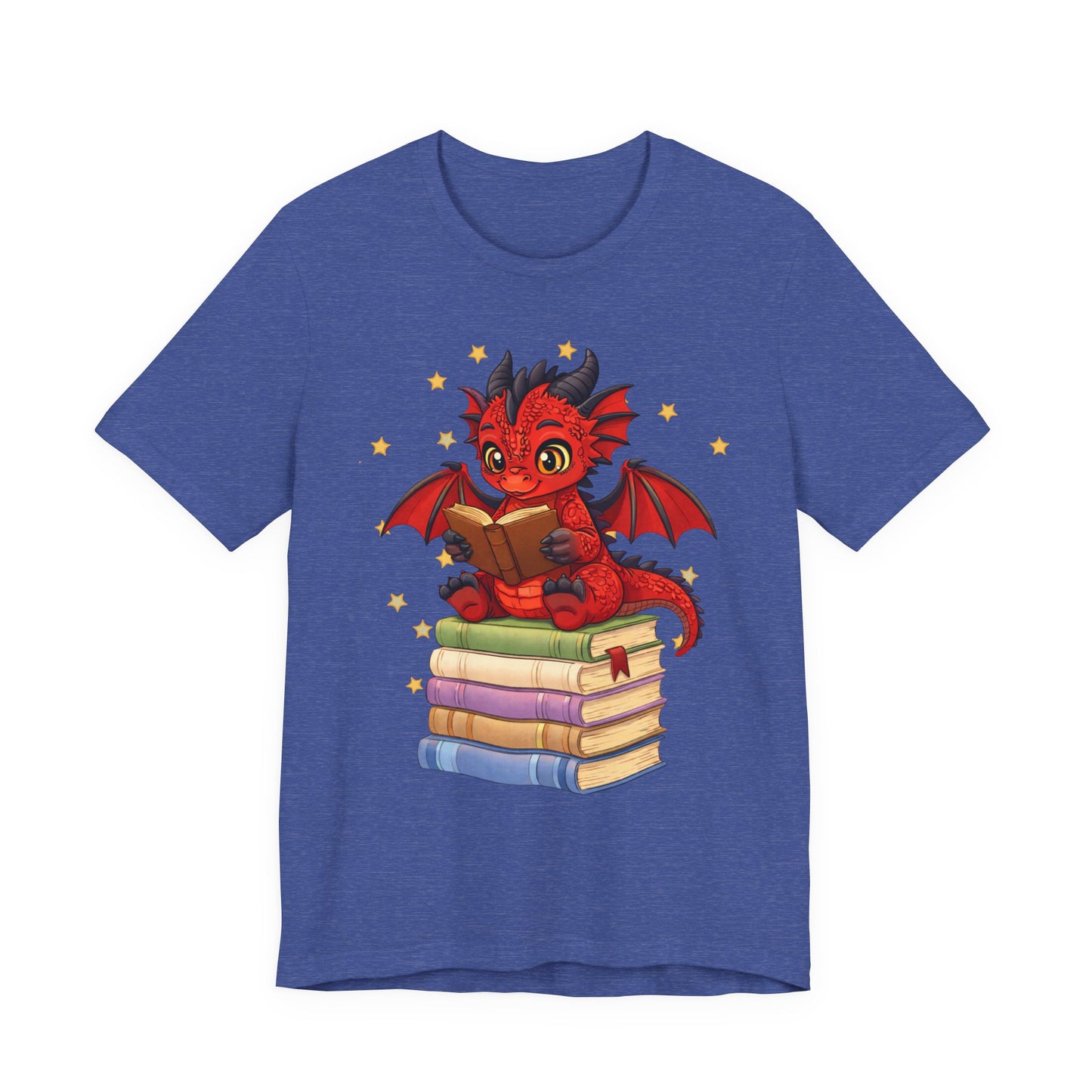 Crimson Ties Book Dragon Sitting on Books Graphic Tee