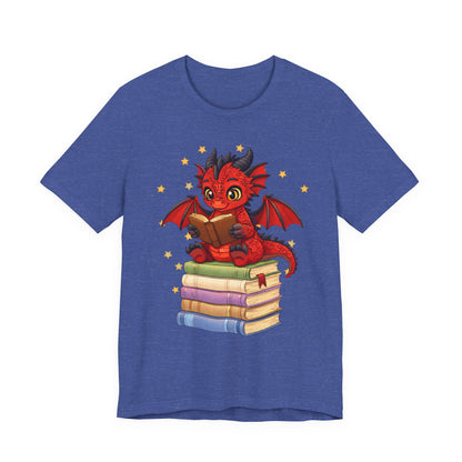 Crimson Ties Book Dragon Sitting on Books Graphic Tee
