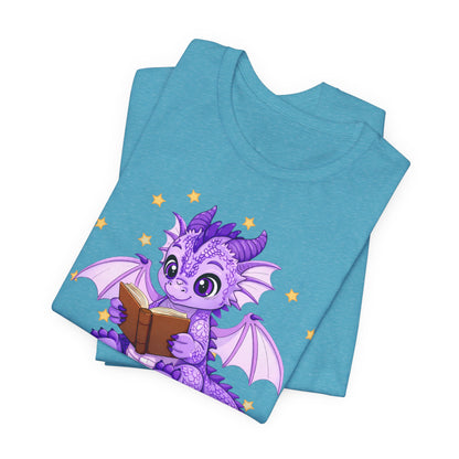 Fate Book Dragon Sitting on Books Graphic Tee