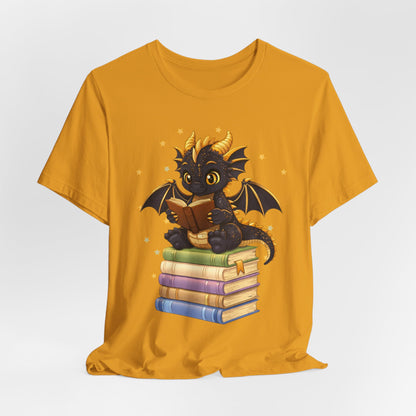 Dragon Rider Book Dragon Sitting on Books Graphic Tee