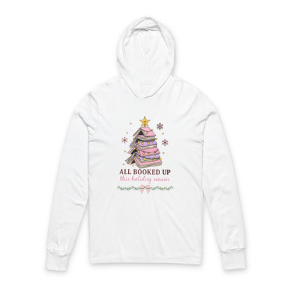 All Booked Up Holiday Hoodie Tee — Christmas Book Lover Long Sleeve Hooded Shirt
