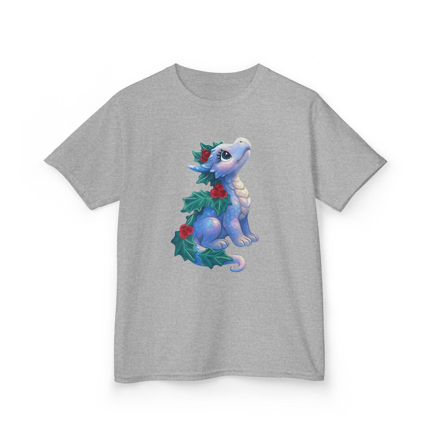 Kids Holiday Dragon Tee — Cute Festive Baby Dragon with Holly
