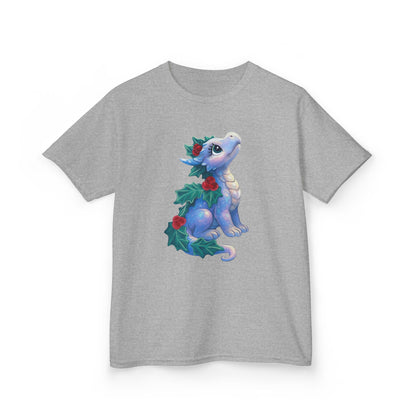 Kids Holiday Dragon Tee — Cute Festive Baby Dragon with Holly