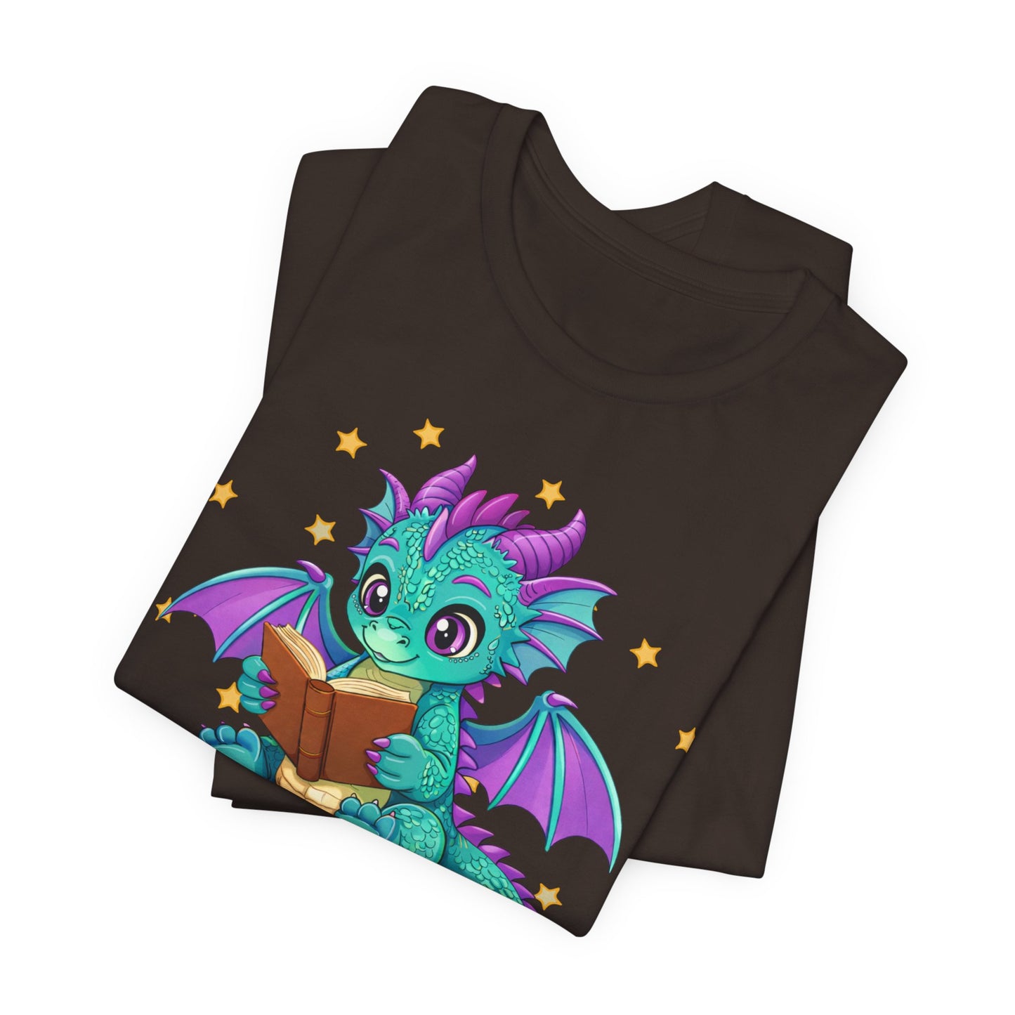 Amethyst Book Dragon Sitting on Books Graphic Tee