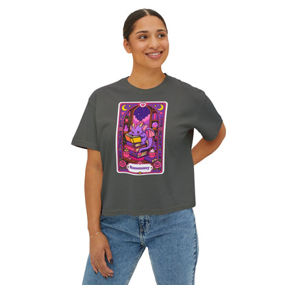 Romantasy Book Dragon Tarot Card Boxy tee (No Refunds - check sizing chart)